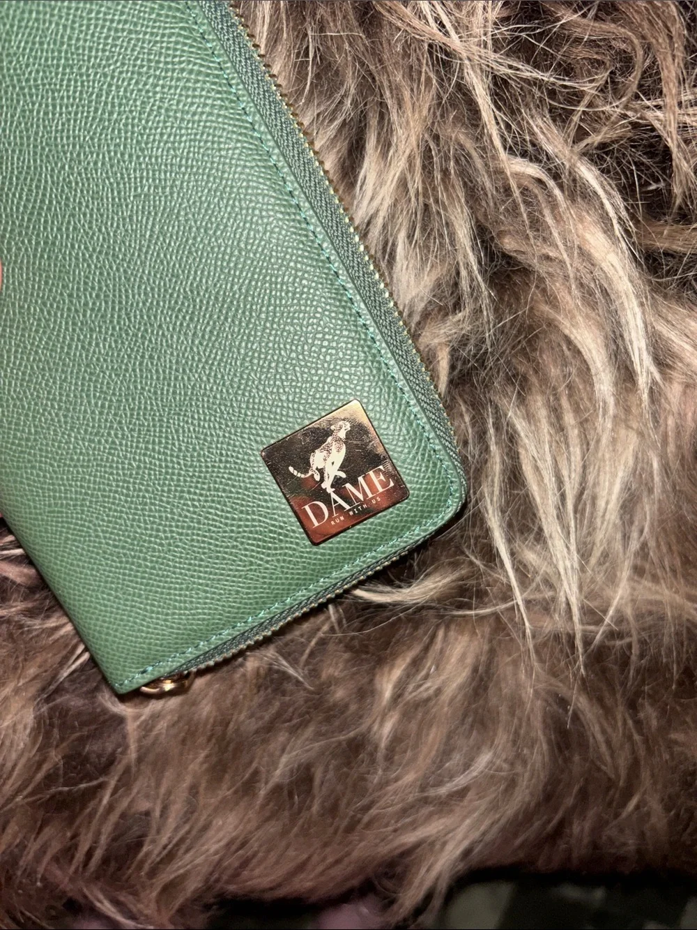 Green Leather Wristlet Wallet